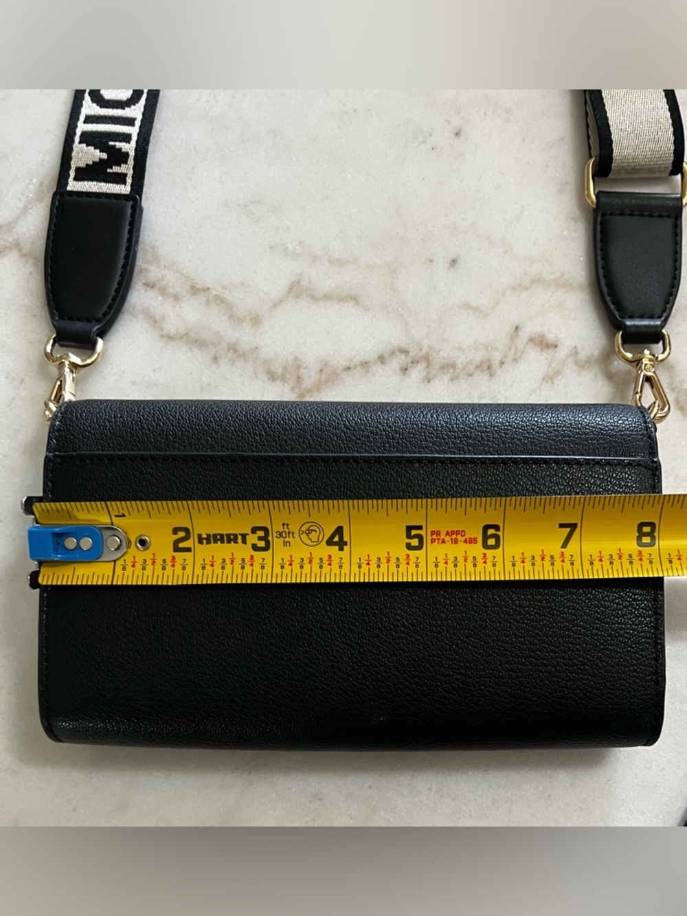 Michel Kors Black Leather Jet Set Phone Wallet Wide Logo Strap - Picture 7 of 8